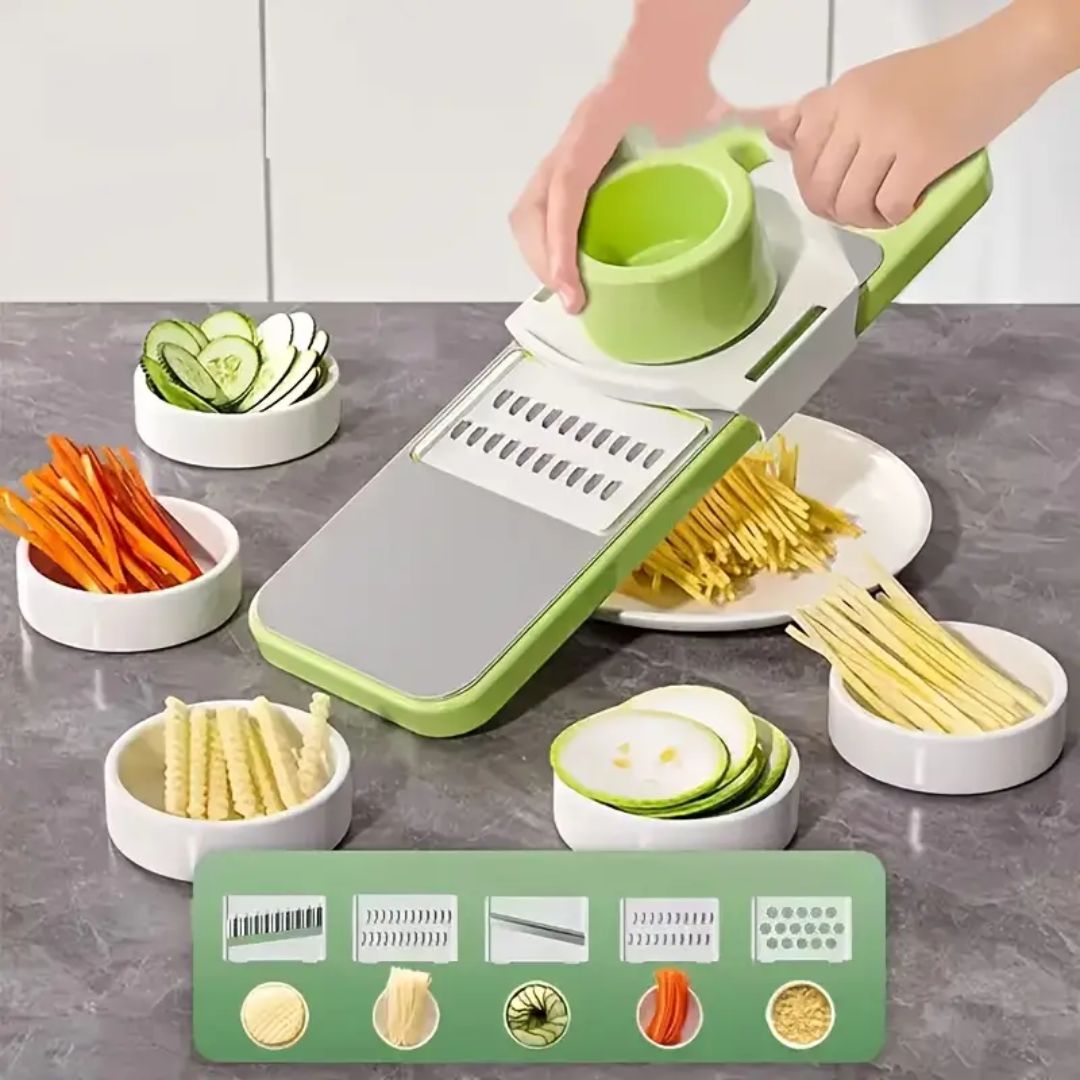 5-in-1 Stainless Steel Vegetable Cutter & Grater