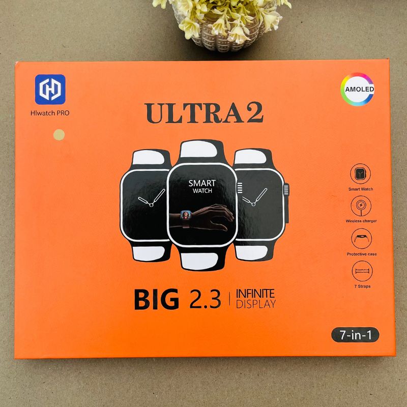 Smart Watch Ultra 2 7 in 1 Straps Big 2.3 Infinite Amoled Display Saadi.Pk