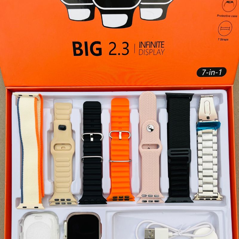 Smart Watch Ultra 2 7 in 1 Straps Big 2.3 Infinite Amoled Display Saadi.Pk